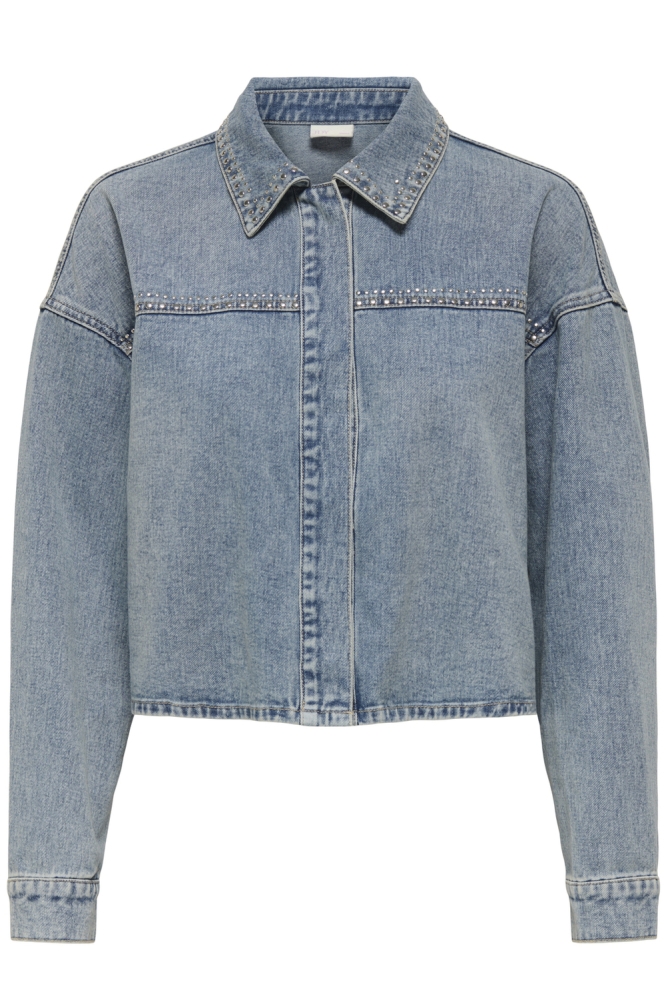 JDYASPEN LS CROPPED STUD SHACKET 15351405 Light Blue Denim